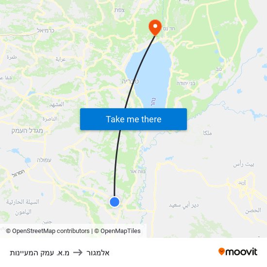 מ.א. עמק המעיינות to אלמגור map