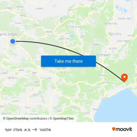 מ.א. מעלה יוסף to אלמגור map
