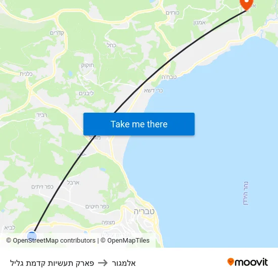 פארק תעשיות קדמת גליל to אלמגור map
