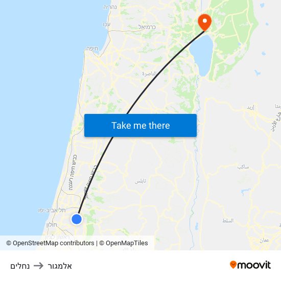 נחלים to אלמגור map