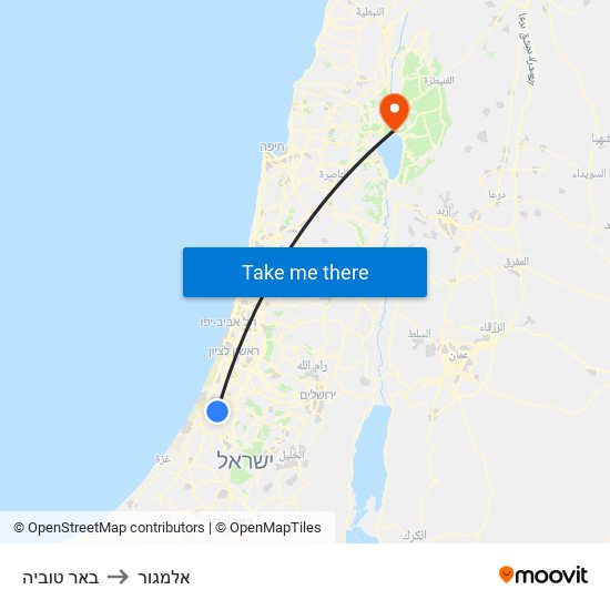 באר טוביה to אלמגור map