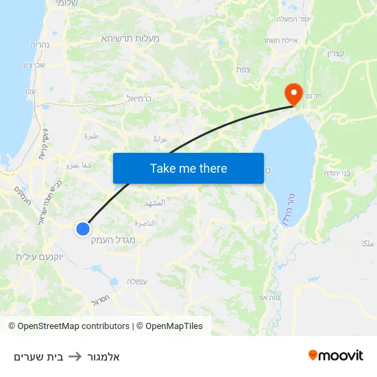 בית שערים to אלמגור map