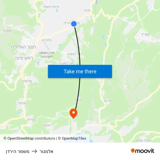 משמר הירדן to אלמגור map