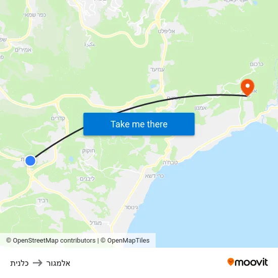 כלנית to אלמגור map