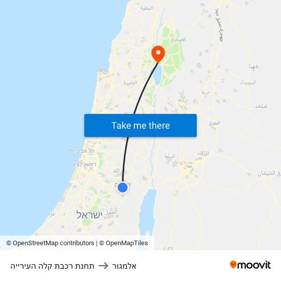 תחנת רכבת קלה העירייה to אלמגור map