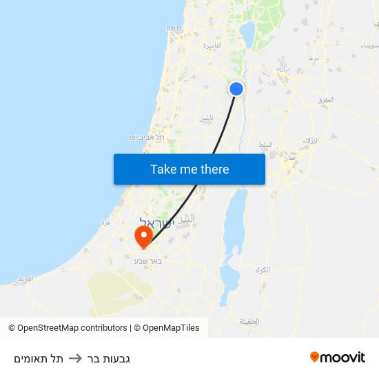 תל תאומים to גבעות בר map