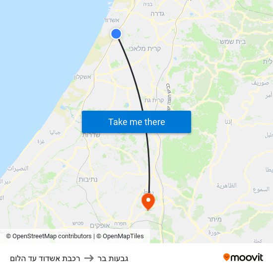 רכבת אשדוד עד הלום to גבעות בר map