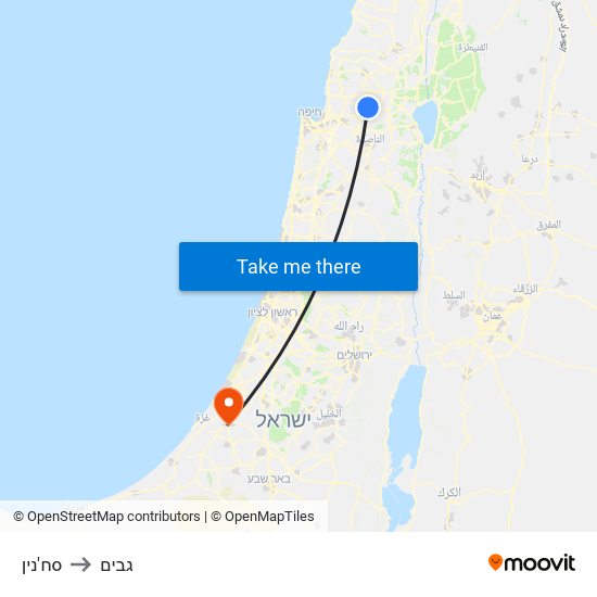 סח'נין to גבים map