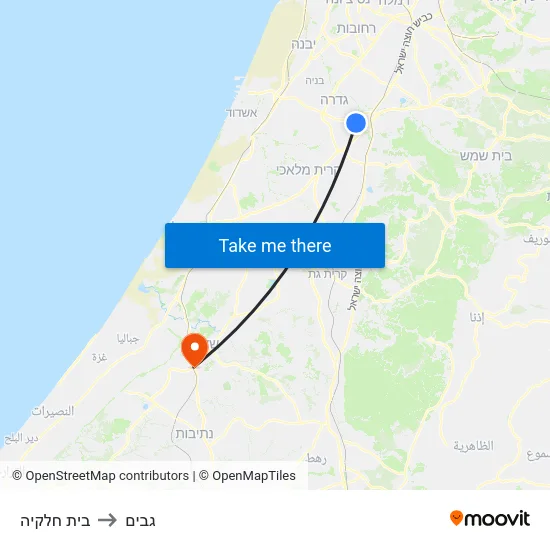 בית חלקיה to גבים map