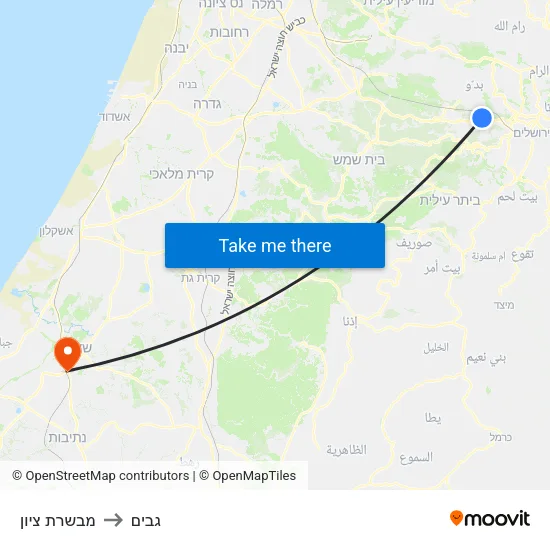 מבשרת ציון to גבים map