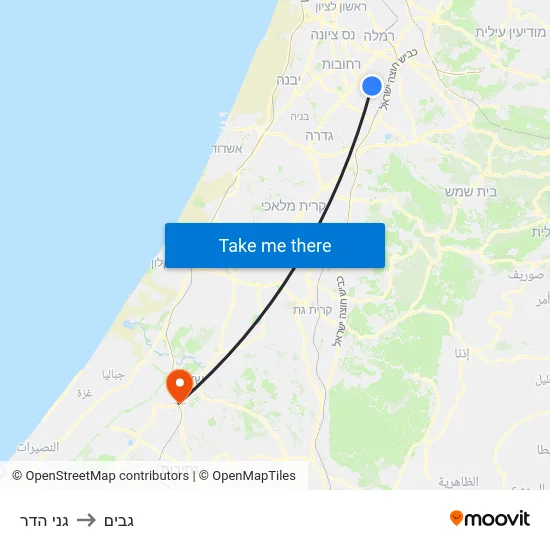 גני הדר to גבים map