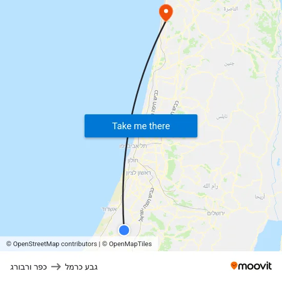 כפר ורבורג to גבע כרמל map