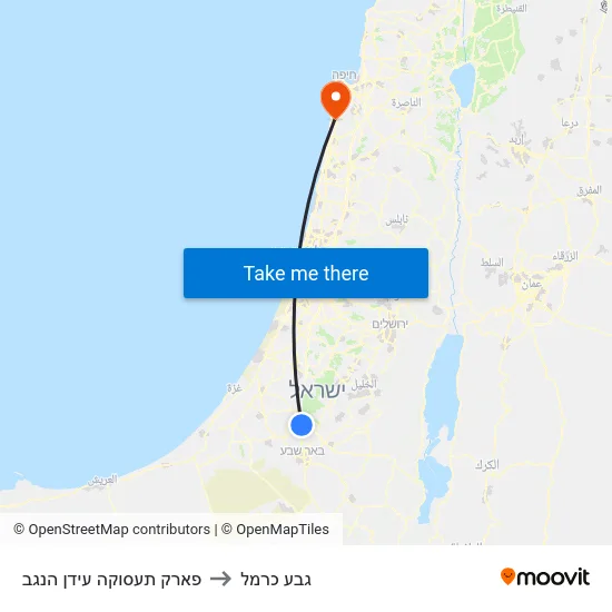 פארק תעסוקה עידן הנגב to גבע כרמל map