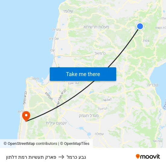 פארק תעשיות רמת דלתון to גבע כרמל map