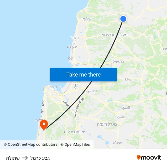 שתולה to גבע כרמל map