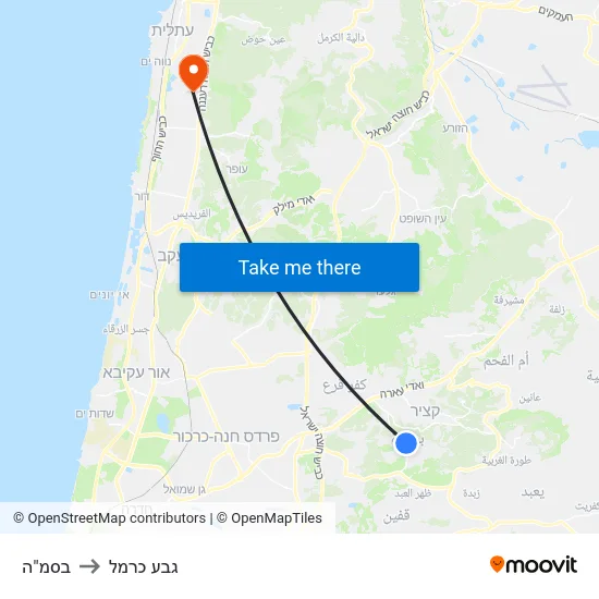 בסמ"ה to גבע כרמל map