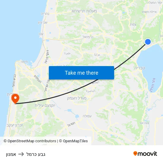 אמנון to גבע כרמל map