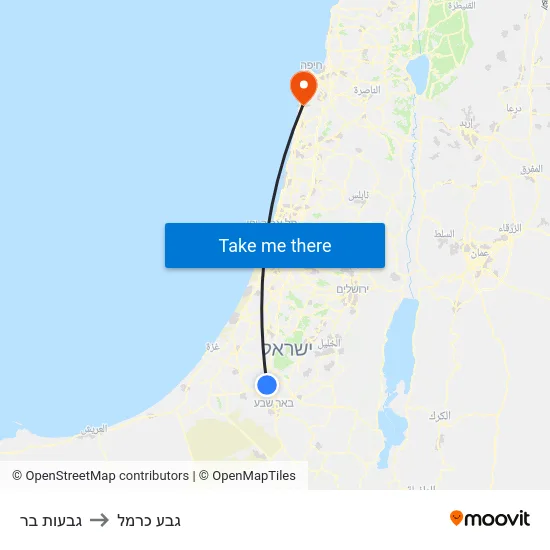 גבעות בר to גבע כרמל map