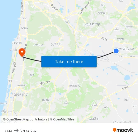 גבת to גבע כרמל map