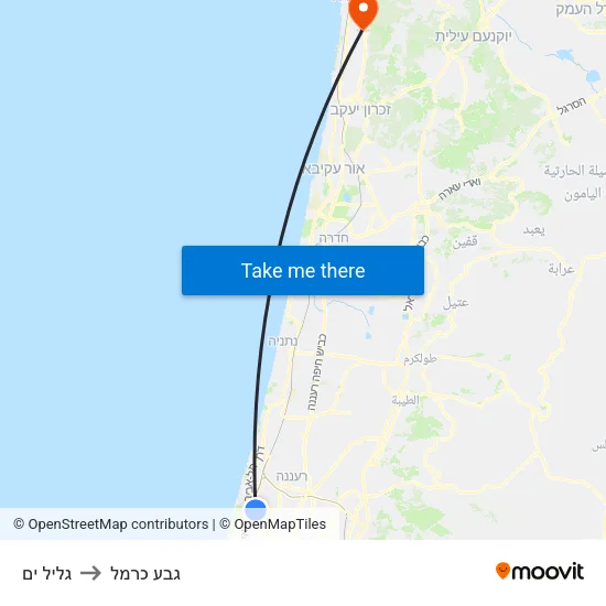 גליל ים to גבע כרמל map