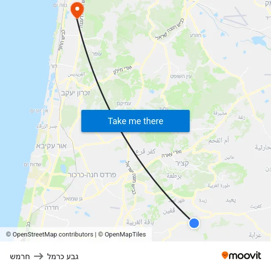 חרמש to גבע כרמל map