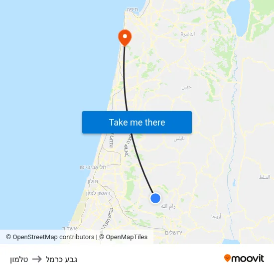 טלמון to גבע כרמל map