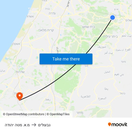 מ.א. מטה יהודה to גבעולים map