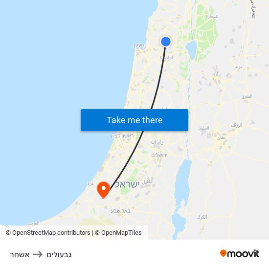 אשחר to גבעולים map