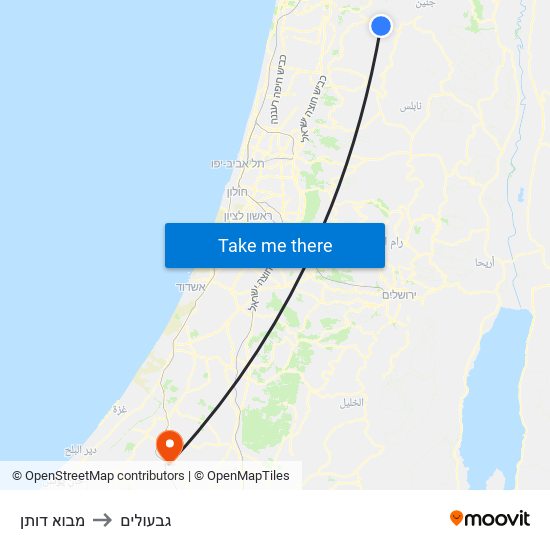 מבוא דותן to גבעולים map