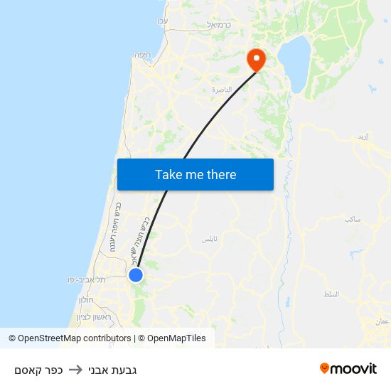 כפר קאסם to גבעת אבני map