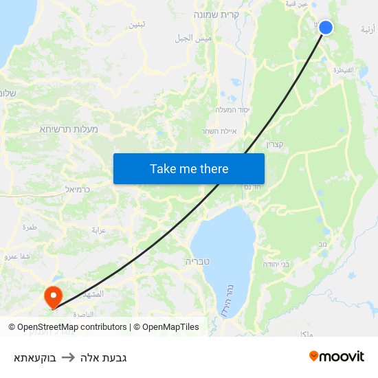 בוקעאתא to גבעת אלה map