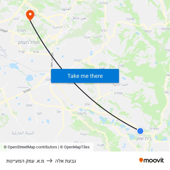 מ.א. עמק המעיינות to גבעת אלה map