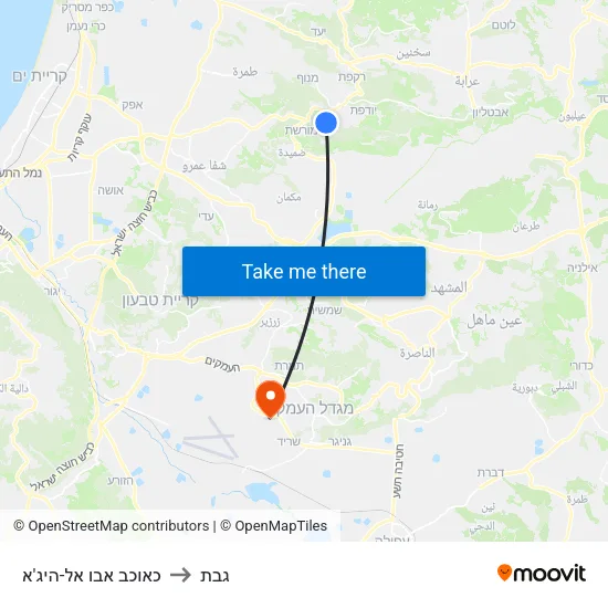 כאוכב אבו אל-היג'א to גבת map