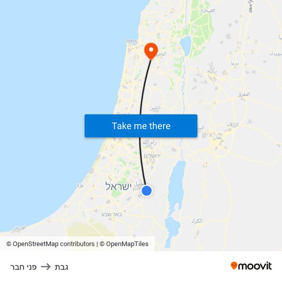 פני חבר to גבת map