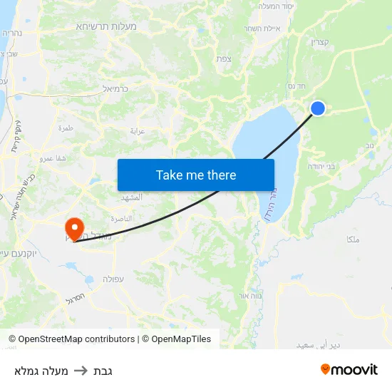 מעלה גמלא to גבת map