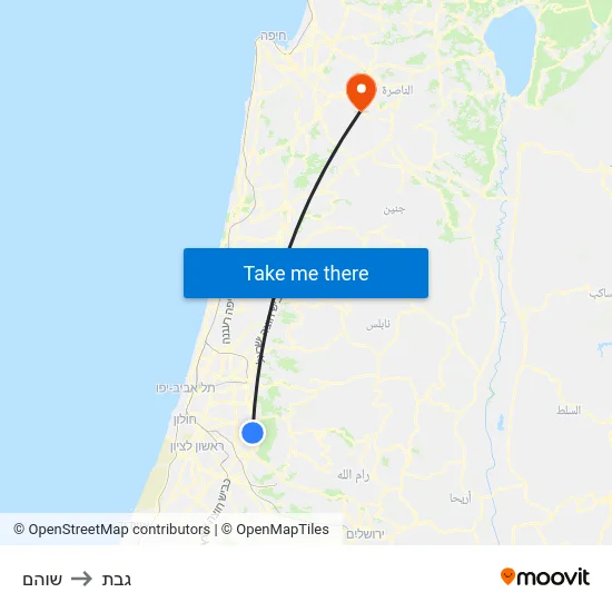 שוהם to גבת map