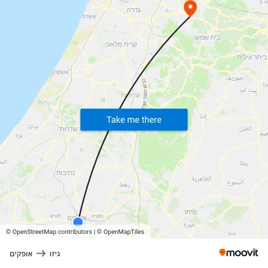 אופקים to גיזו map