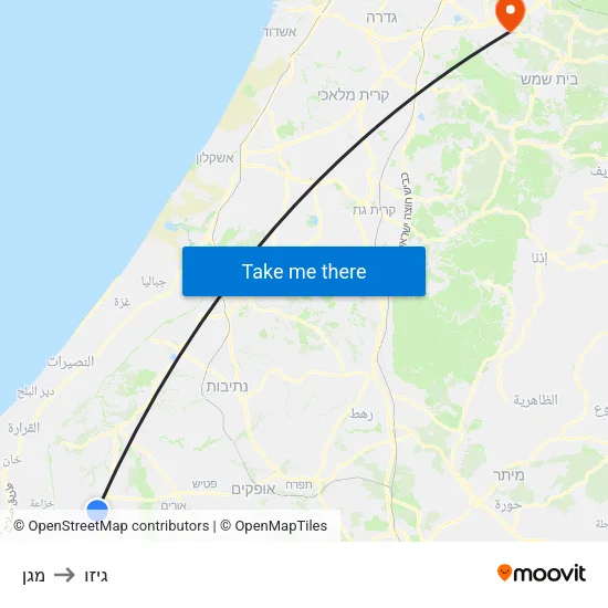 מגן to גיזו map
