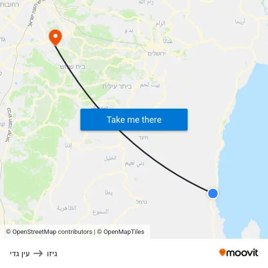 עין גדי to גיזו map