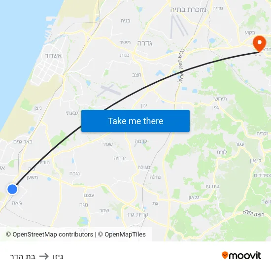 בת הדר to גיזו map