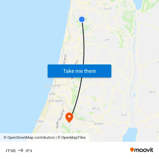 מגידו to גיזו map