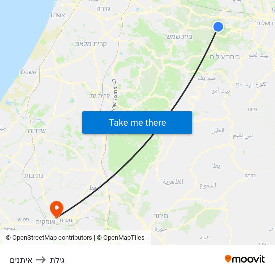 איתנים to גילת map