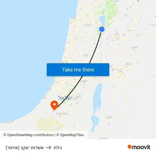 אשדות יעקב (איחוד) to גילת map