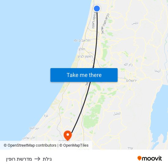 מדרשת רופין to גילת map