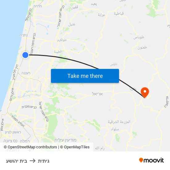 בית יהושע to גיתית map