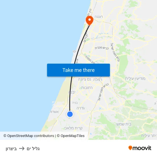 ביצרון to גליל ים map