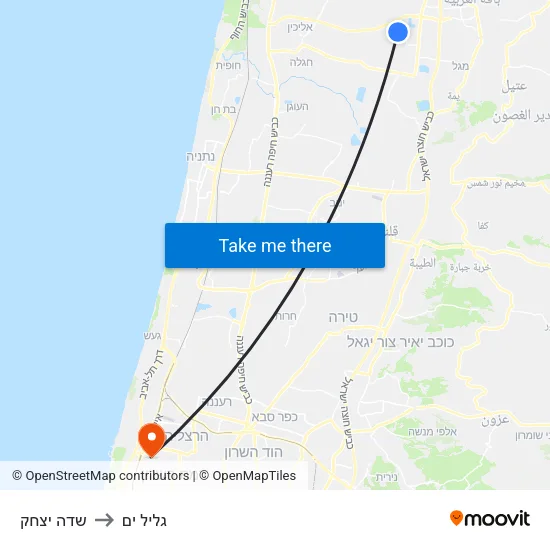 שדה יצחק to גליל ים map