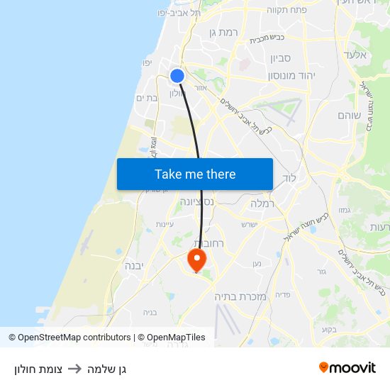 צומת חולון to גן שלמה map