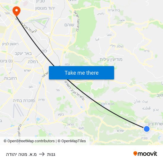 מ.א. מטה יהודה to גנות map