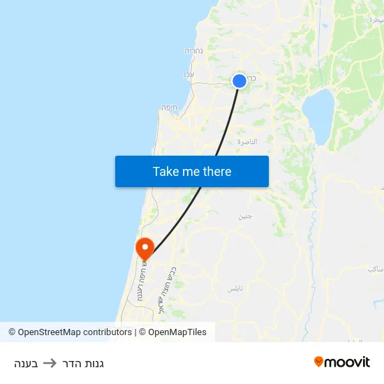 בענה to גנות הדר map
